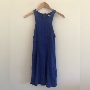 American Eagle blue black polka dot sleeveless key hole back skater dress S